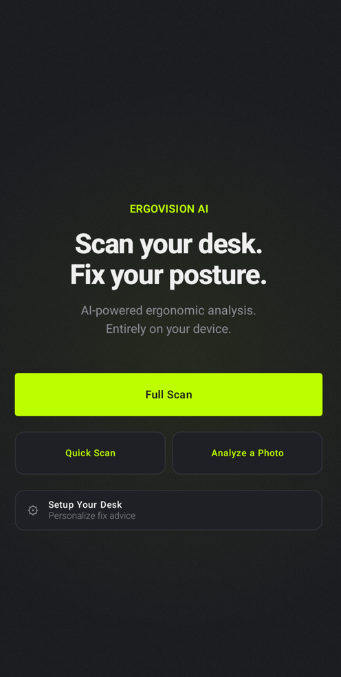 ErgoVision home screen